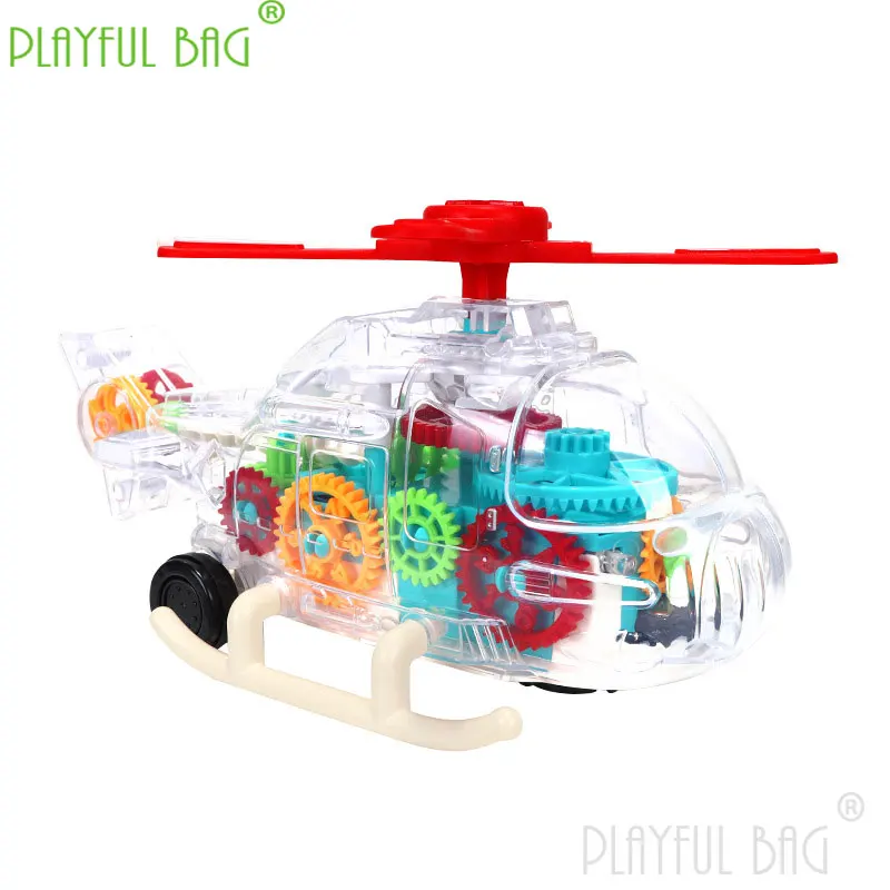 Christmas Gift New Electric Universal Transparent Gear Helicopter Light Music Model Children\'s Toys Interaction Time VD101