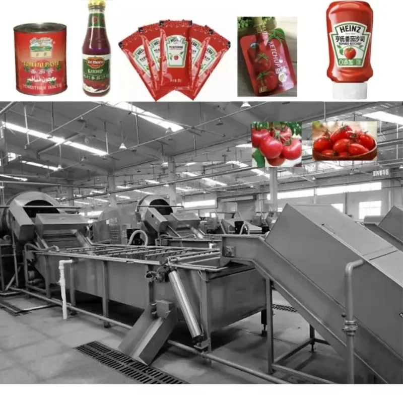 1000 kg/h fully automatic SUS304 ketchup production line, with labeling function,controlled by PLC,for the production of ketchup