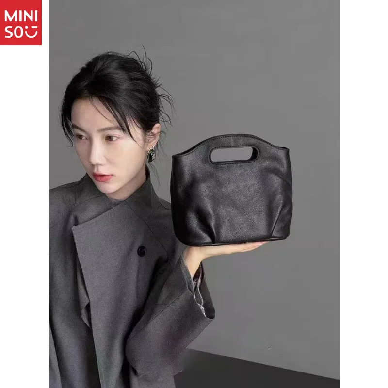 

Женская большая сумка Miniso в корейском стиле в стиле ретро, большая вместительная рабочая сумка через плечо из мягкой кожи