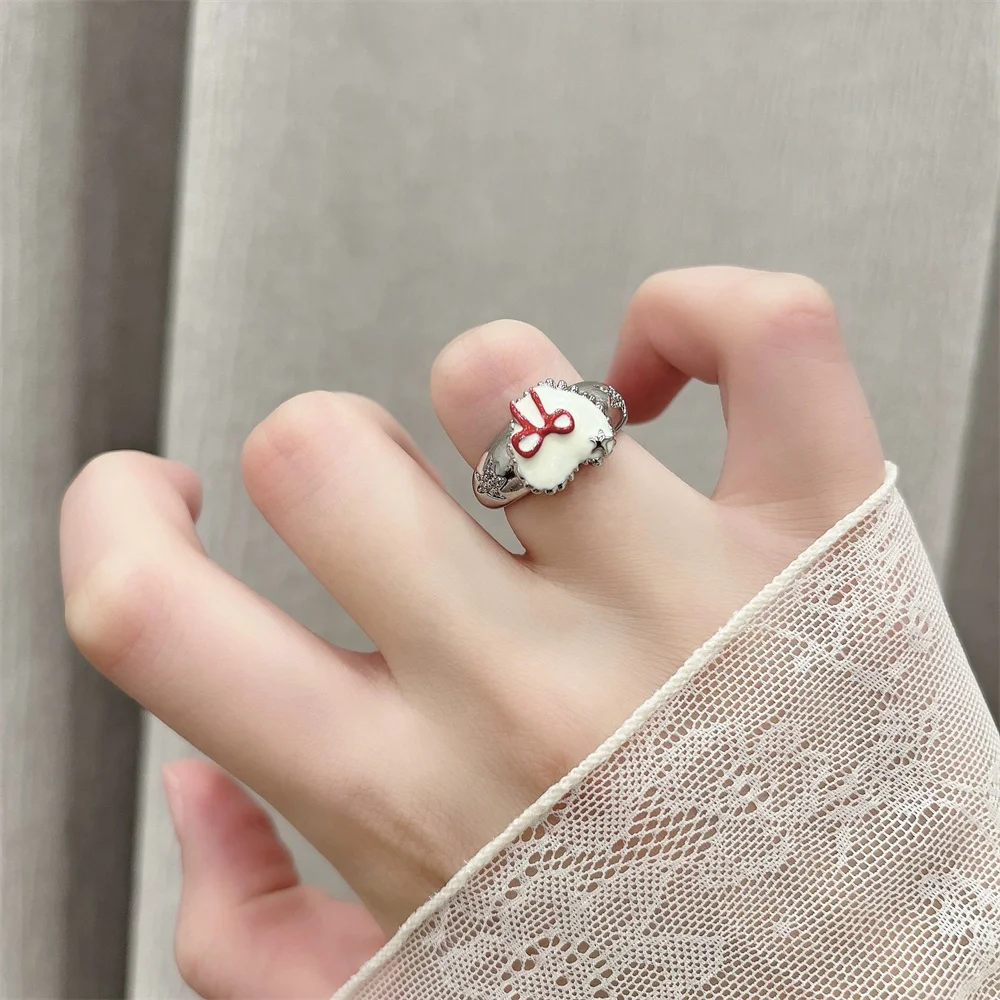 Retro-Herz-Schleifenring mit offenem Ende für Damen, süßer, cooler, scharfer Ring im „Spicy Girl“-Stil, einzigartiges Design, vielseitig kombinierbares Accessoire, Geschenk. – Detail 6