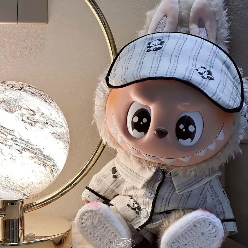 ل Labubu ملابس الطفل 17 سنتيمتر ملابس النوم لطيف أفخم دمية فستان مجموعة الإبداعية مفاجأة فستان هدية اكسسوارات
