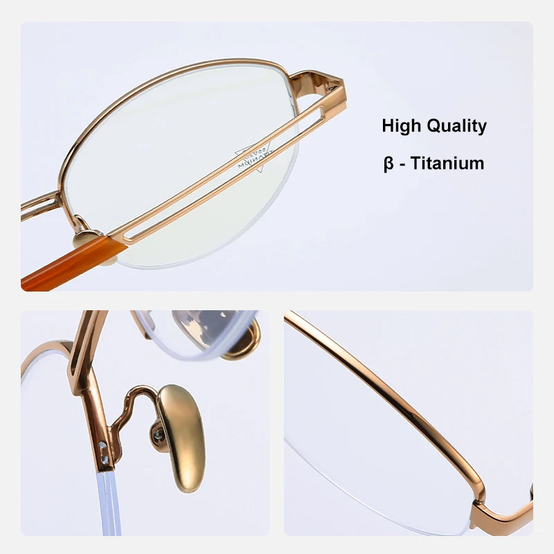DDDLONG جولة β التيتانيوم النظارات وصفة طبية النظارات الإطار للرجال النساء عدسة بصرية يمكن استبدال النظارات D691 #5