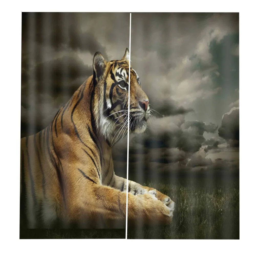 High Quality Waterproof Bathroom Curtain tiger curtains Waterproof Thickened Polyester