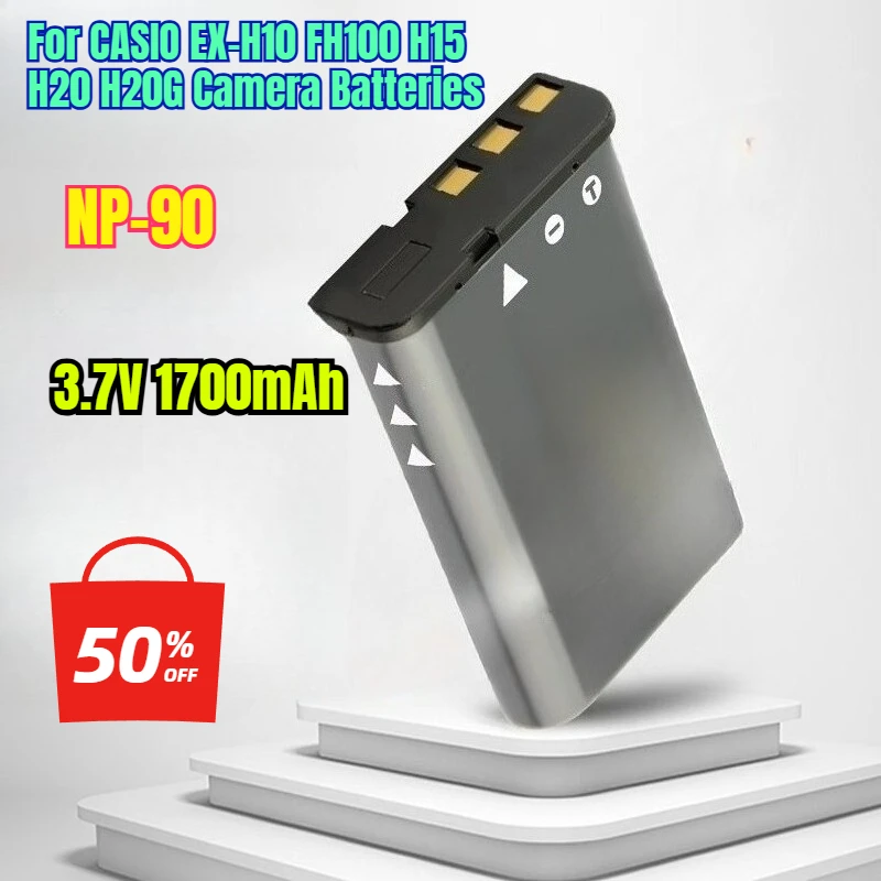 

1700mAh NP-90 for CASIO EX-H10 FH100 H15 H20 H20G Camera Batteries