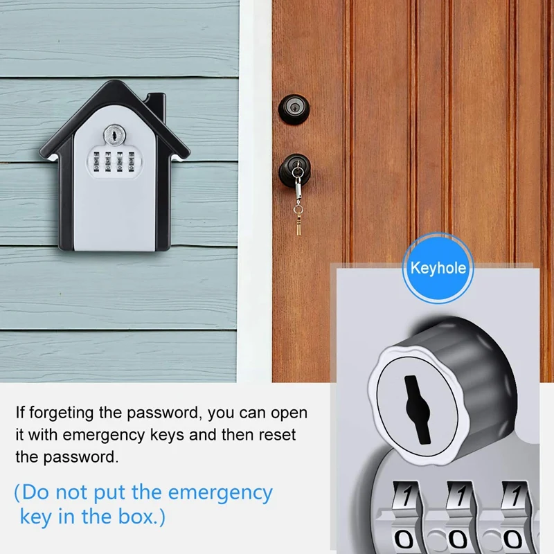 Замок для ключей, [экстренный ключ] настенный Комбинированный Замок для хранения ключей и экстренный ключ для предотвращения забывания