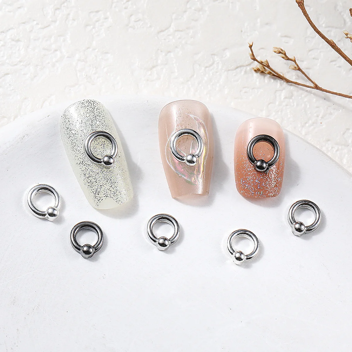 30PCS 3D Metal Circular Ring Nail Art Charm Annulus Accessories Parts For Retro Nails Decoration Manicure Deco Supplies Material