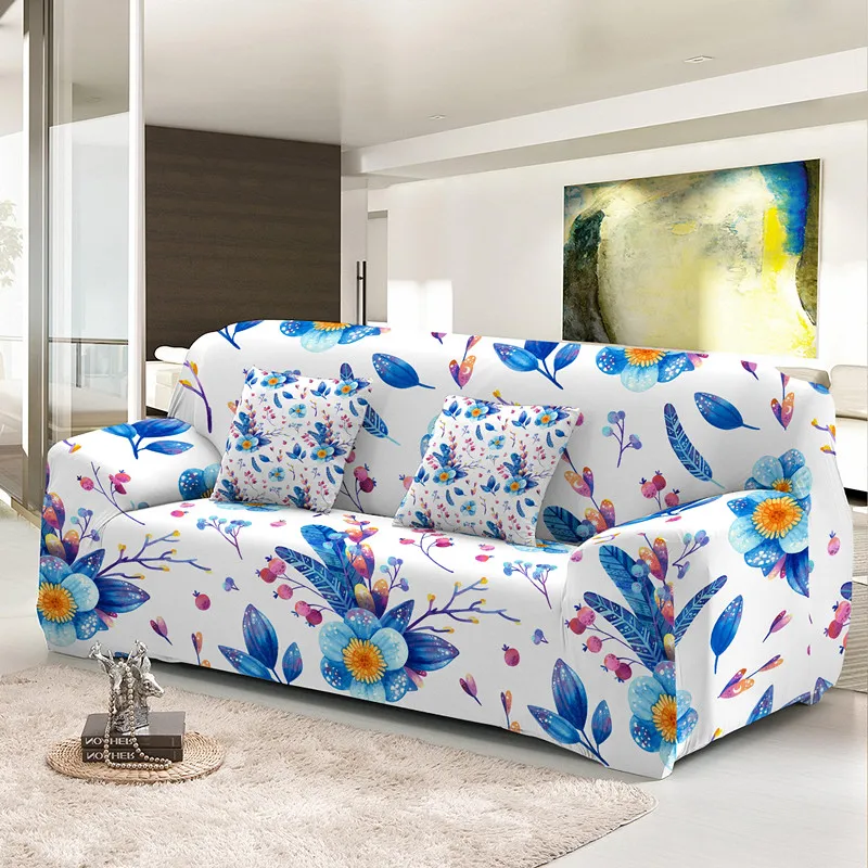 Elastic Sofa Cover Colorful Feather 1/2/3/4 Seater Slipcover All-inclusive Corner Couch Covers For Living Room Hotel Decor