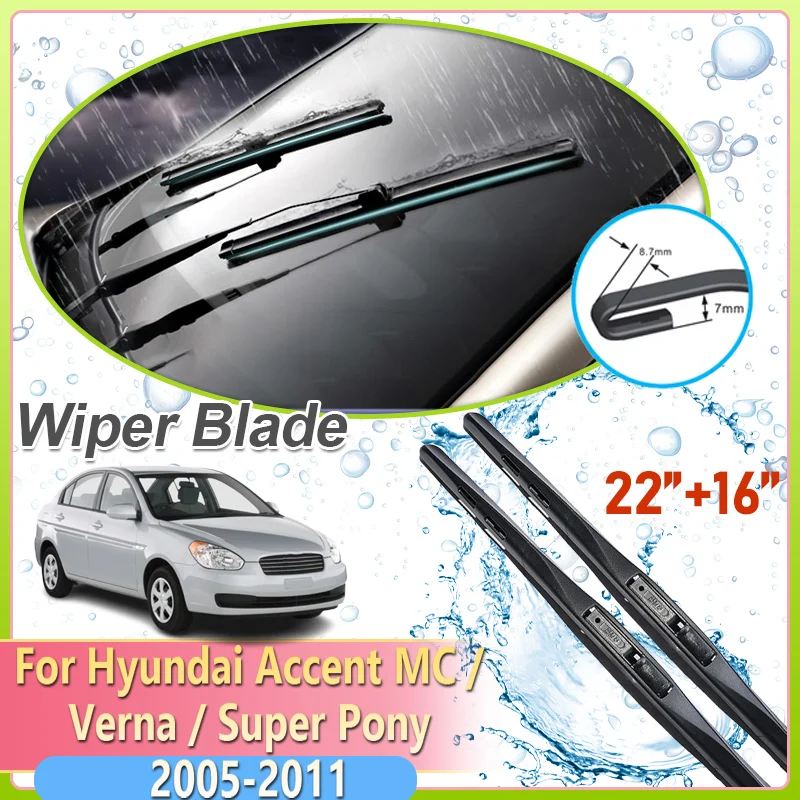 

For Hyundai Accent Accesorios Verna Super Pony Brio MC 2006 2005-2011 Wiper Blade Cutter Car Windshield Wipers Brush Auto Washer