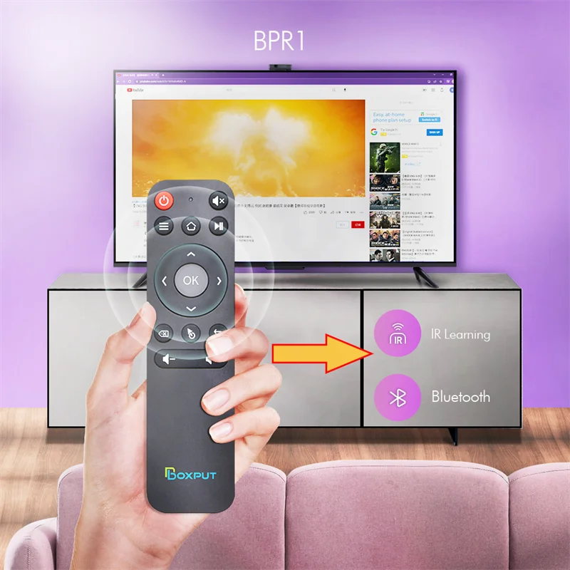 BPR1 BPR1S Plus 2.4G bezprzewodowy odbiornik USB TV, pudełko pilot zdalnego sterowania BLE 5.0 bezprzewodowa mysz dla Android smart TV opakowanie