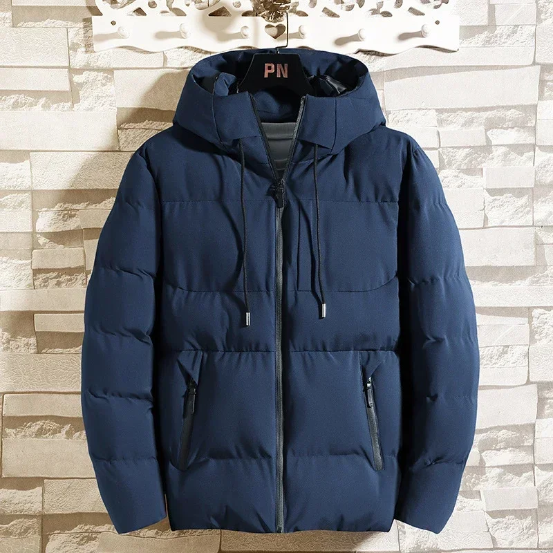 Effen warme parka's voor heren Winter dikke mannelijke overjas Winddicht Casual parka met capuchon Warme herenjas met hoed Kwaliteitswindjack