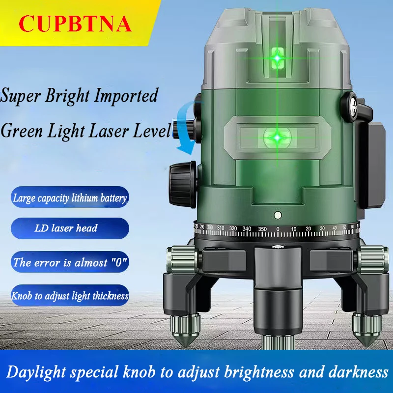 

Laser Level 2/3/5 Cross Lines Self-Leveling Green Radius Alternating Direct 360 Rotatable Horizontal Vertical Measuring Tools