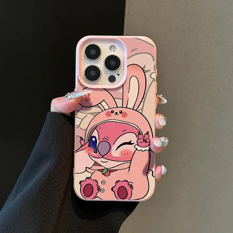 

Stitch & Angel Case for IPhone 16Pro Max 16Plus Case Apple 15Pro 14 13 Cartoon Lovers Phone Shockproof Case IPhone XR XS Cover