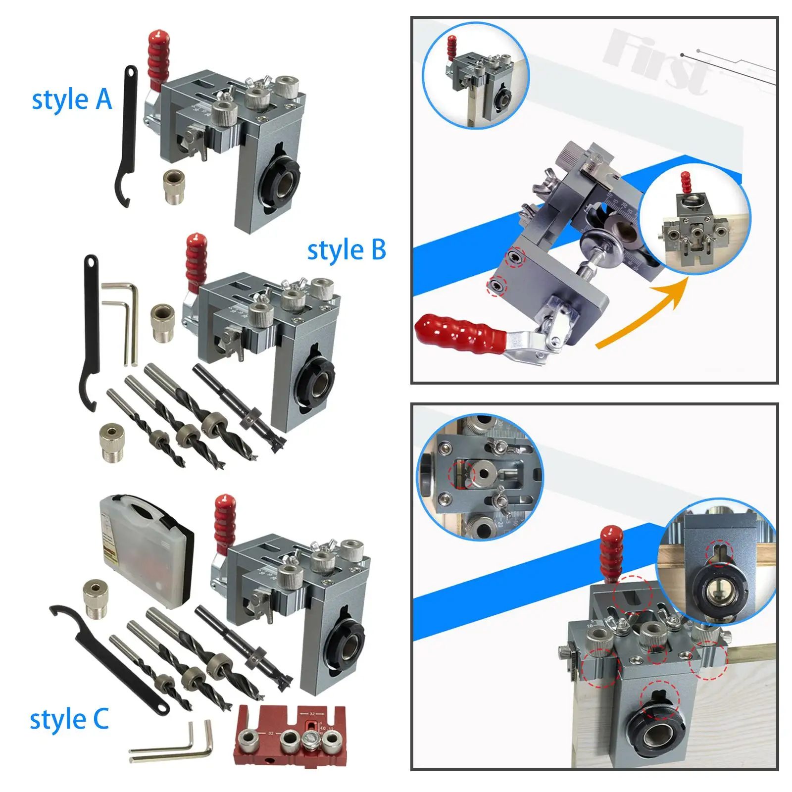 

Pocket Hole Kit Aluminum Alloy Carpentry Tools Wood Hole Opener for Drilling Guide Location Puncher DIY Woodworking