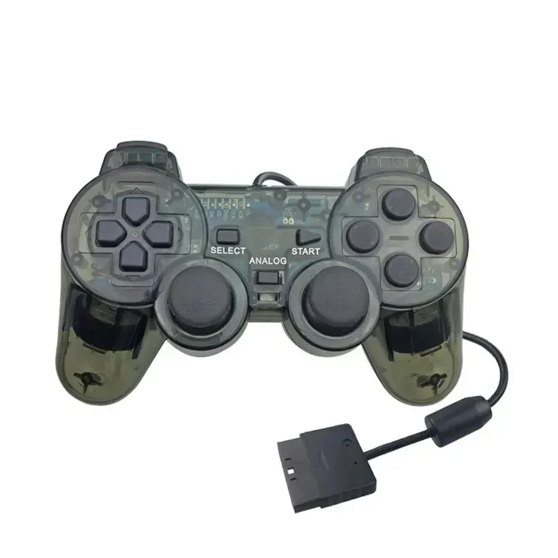 Transparent Color Wired Controller for PS2 Gamepad for PS2 Handle Double Vibration Joystick Gamepad