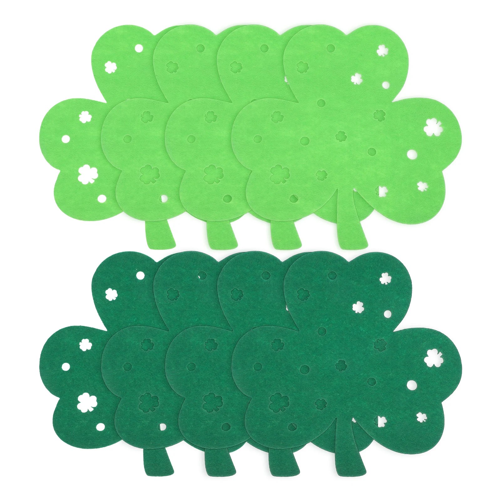 

8PCS Clover Placemats Felt Shamrock Table Protectors Saint Patrick's Day Decorations Green DIY Mats Heat Pads nament Charms