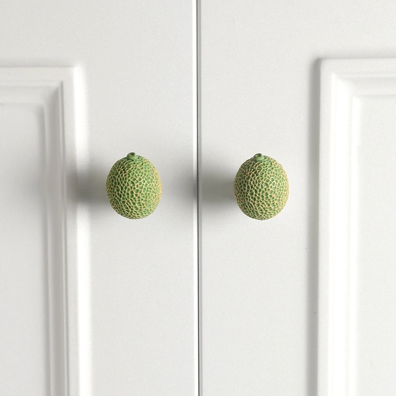 2Pcs Blueberry-Shaped Wardrobe Door Handles Banana Shaped Fruit Handle with Solid Copper Base Dopamine Inspired Minimalist