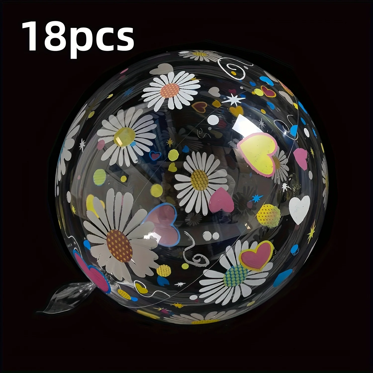 6/12/18 20 inch Wave Balls Daisy Print Wave Balls, Transparent Wave Balls, Suitable for Birthday Parties, Wedding Anniversaries