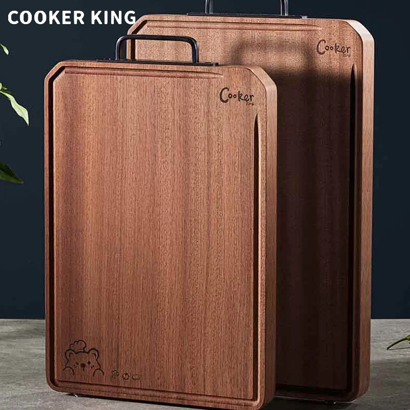 

COOKER KING 22/26/28CM Ebony Chopping Board Solid Wood Cutting Board Kitchen Household Fruit Cutting Whole Wood ThickingNon-Slip