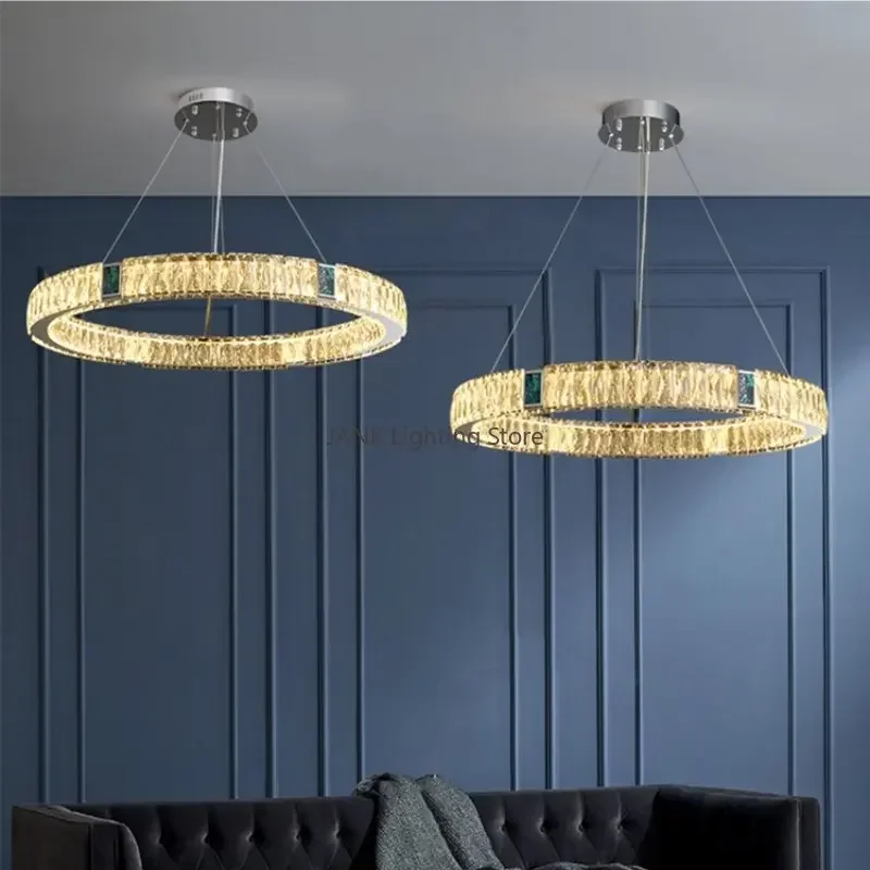 Italiano Crystal Shell Lustre, Luxurious Ring Lâmpadas, LED Decoração para Casa, Luzes Pingente, Sala De Estar, Sala De Jantar, Quarto