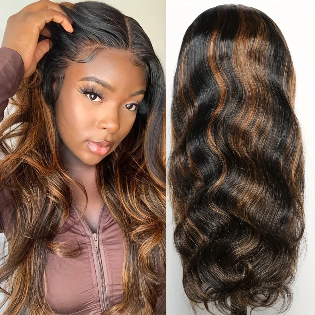 

1B30 Highlight Blonde Body Wave13x4 HD Transparent Lace Frontal Wigs 100% Human Hair For Women