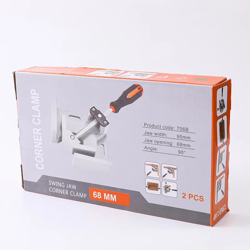 مقبض واحد 90 درجة مشبك الزاوية اليمنى، مشبك زاوية سريع، تركيبات النجارة، مادة سبيكة، أدوات النجارة ذات الفم المسطح