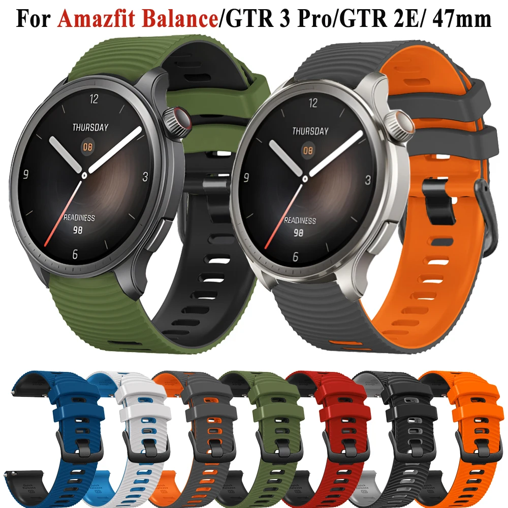 สําหรับ Amazfit BALANCE 22 มม.สร้อยข้อมือซิลิโคนสายนาฬิกาสําหรับ Huami Amazfit GTR 4 3 Pro GTR 2E สายรัดข้อมือ GTR 47 มม.Correa