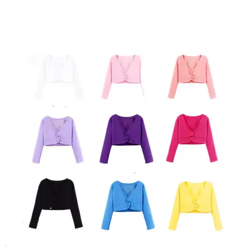 Imagen 2 del producto Tops cortos de Ballet para niñas, suéter de baile, abrigo de cintura alta, ropa de Ballet, leotardo de gimnasia de manga larga, Jersey general