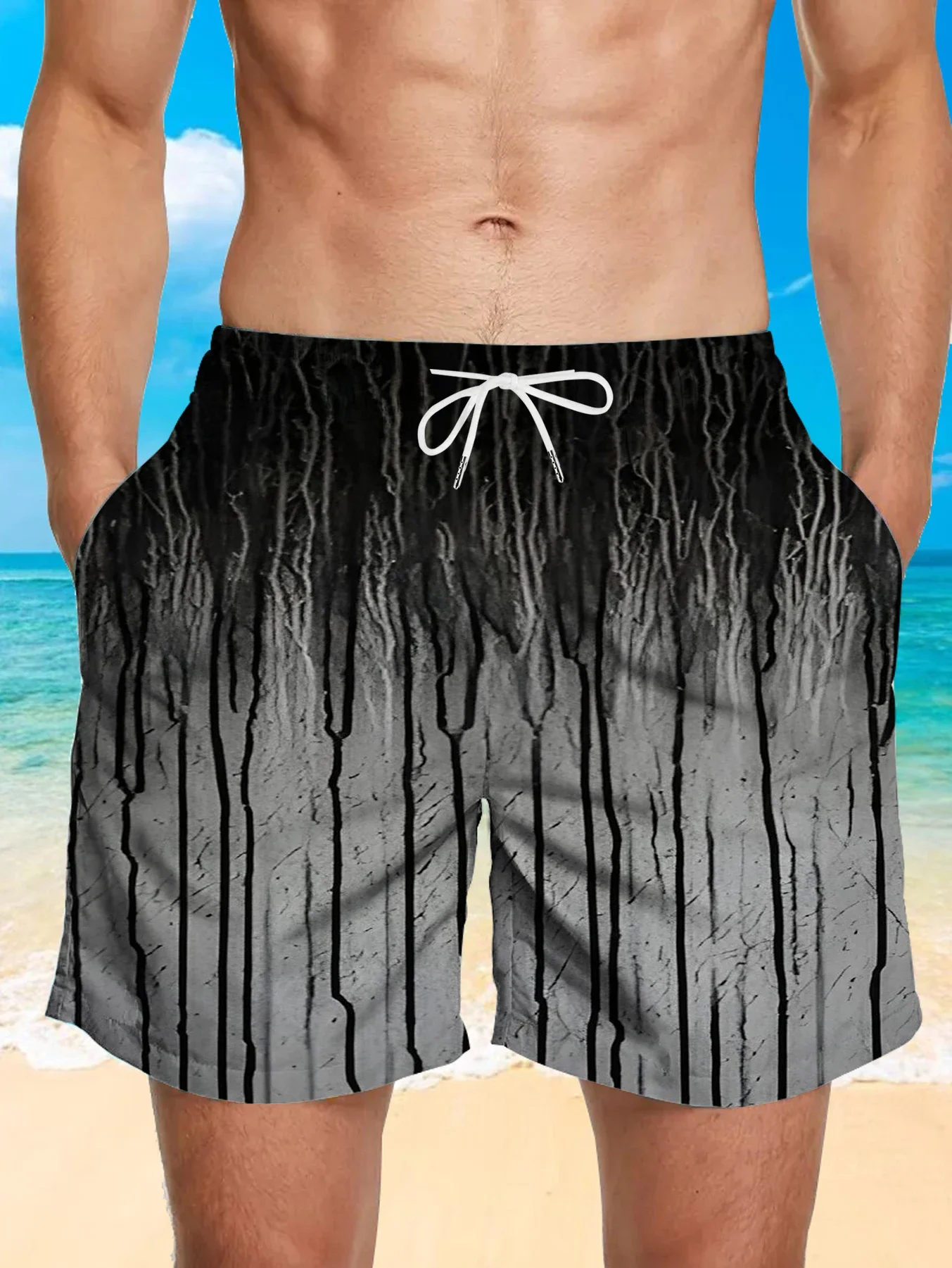 

Seaside Vacation Men Beach Shorts Full Digital Print High Elastic Quick Dry Trunks