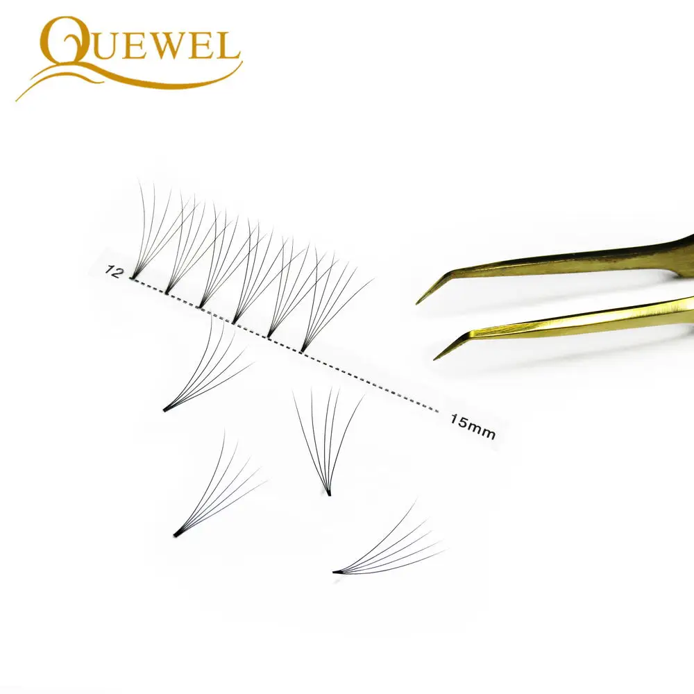 Quewel 5 Case Pre-made Eyelashes Extension Individual Short Stem Volume Russian Fans Pre Made Lash 0.07/0.10mm 3D-6D All Size