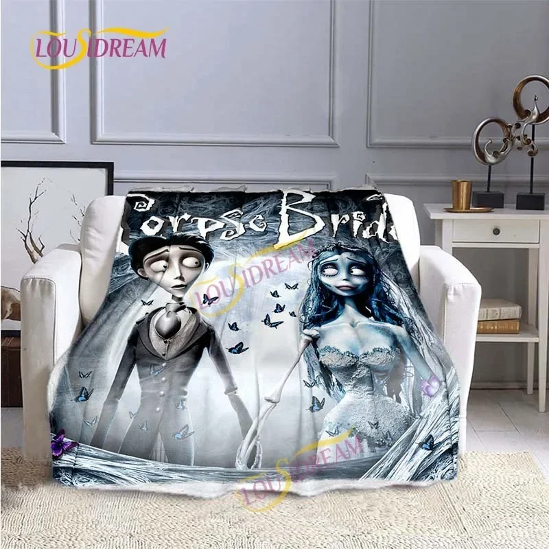 فيلم الرسوم المتحركة تيم بيرتون جثة العروس الحب بطانية المفرش منقوشة السجاد المفرش أريكة المنزل بطانية دافئة بطانية أطفال #4
