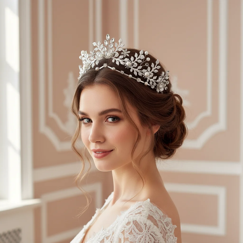 

Металлическая повязка для волос с цветочным узором и двойным гребнем для свадеб и вечеринок