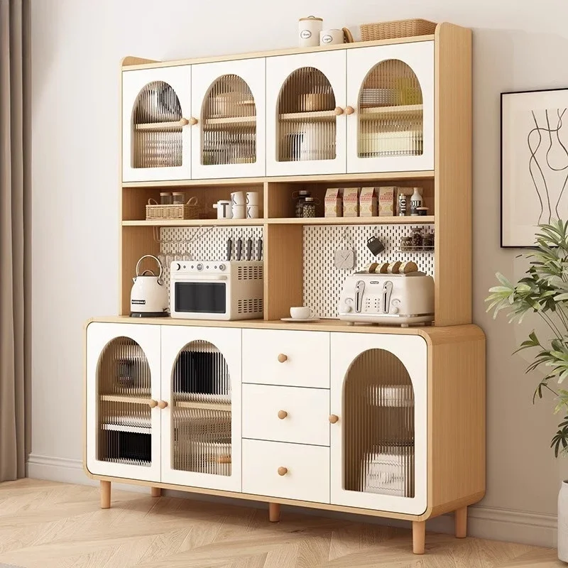 Высокий шкаф для столовой в кремовом стиле, современный простой шкаф для хранения, встроенная бытовая кухня