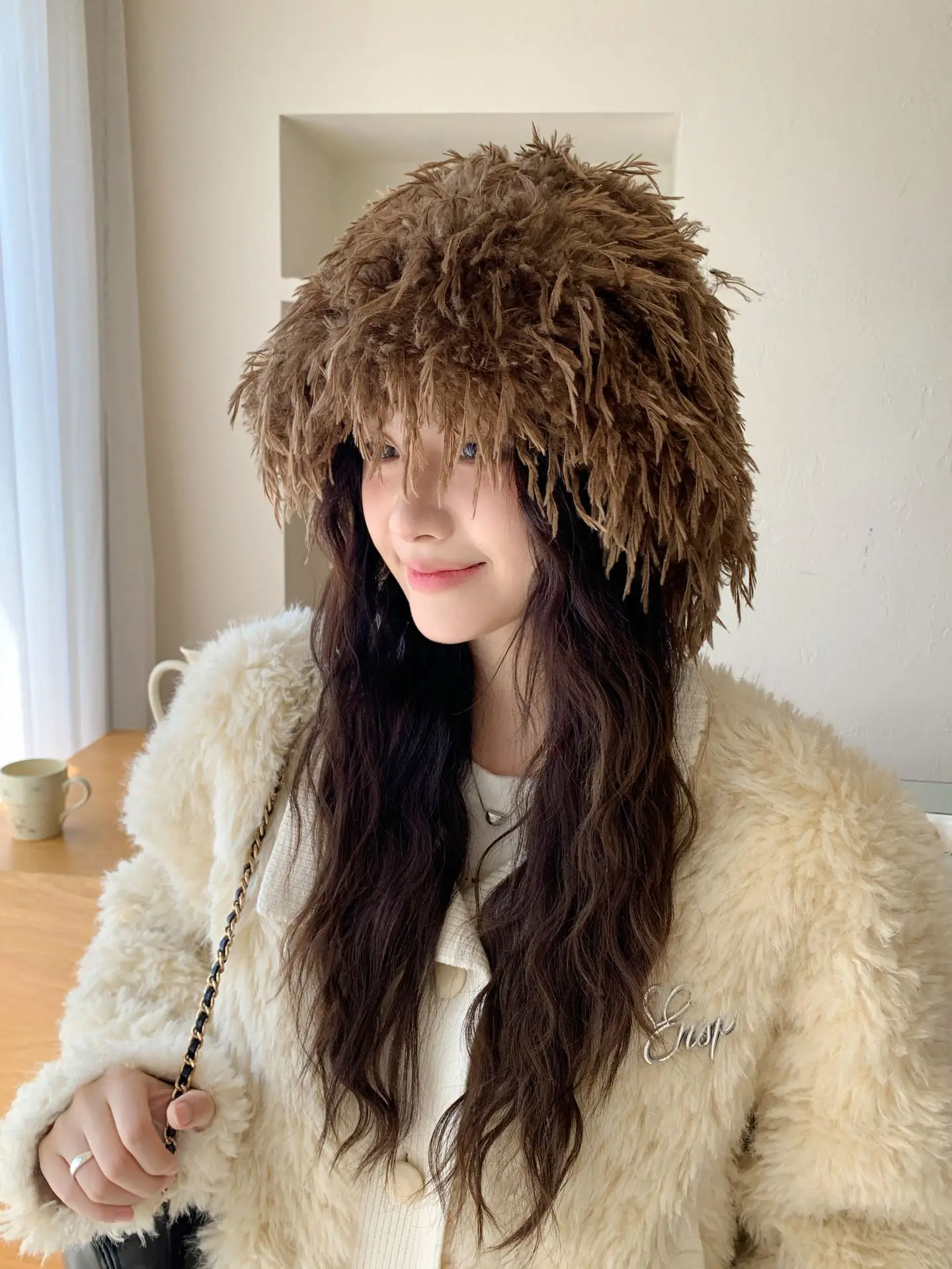 

Осень-зима, женская пушистая теплая плюшевая панама, тюрбан с кисточками, рыбацкая шапка, утолщенный флисовый капот, уличная кепка, головной убор, новинка