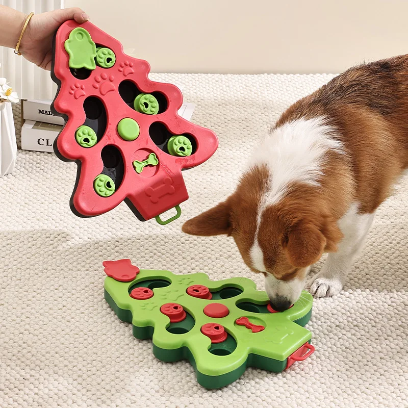 Factory wholesale pet -slip leaky toy dog puzzle Christmas tree sound Slow food bowl hidden food funning interactive cat toy Dog