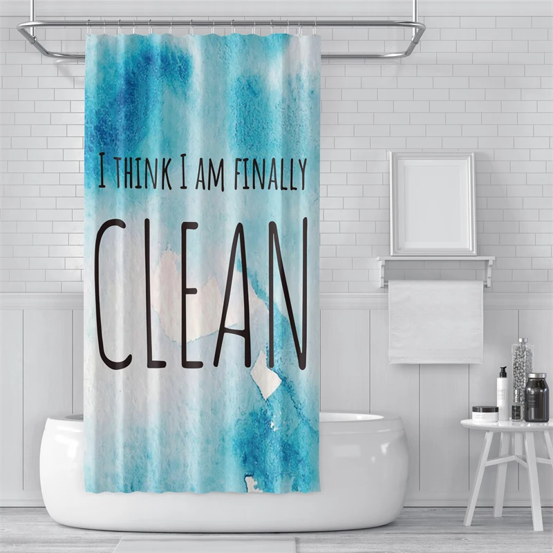 Gaslight Gatekeep Girlboss أعتقد أنني أخيرًا مجموعة ستائر الدش النظيفة مع الحلقات والخطافات لديكور الحمام