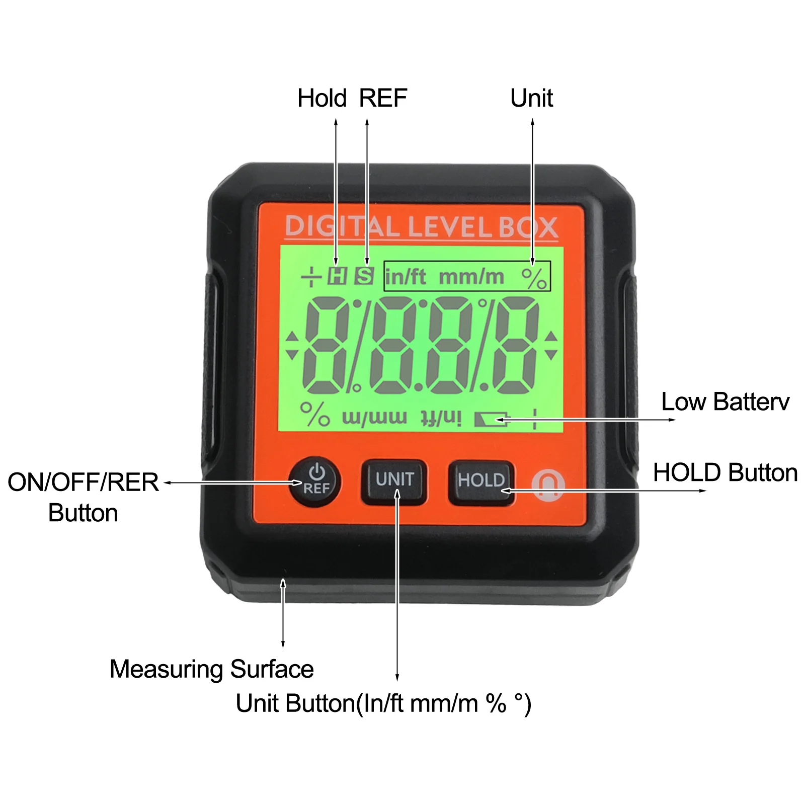 Battery Operated For Home Use Digital Angle Finder Angle Measurement Tool Magnetically Adsorbed Relative Measurement