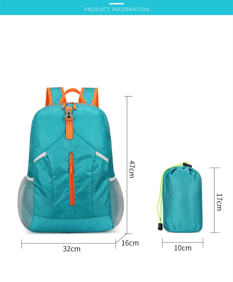 Mochila deportiva resistente al agua para exteriores, bolsa de almacenamiento plegable, bolsa de viaje ligera, bolsa de hombro de gran capacidad