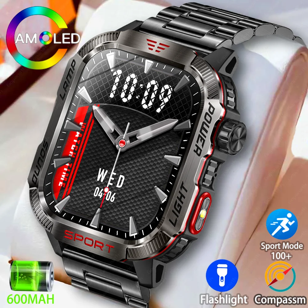 2024 Rugged Military Smart Watch Men Outdoor Watches lP68 Waterproof 2.01