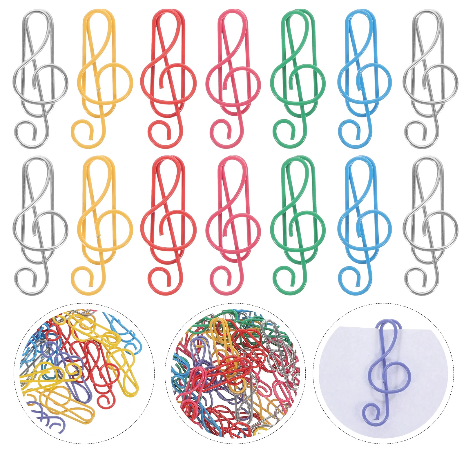 50 قطعة من مشابك الورق بتصميم ملاحظة الموسيقى الإبداعية، مشابك مستندات معدنية موثوقة لتنظيم ملفات المكتب والمدرسة #1