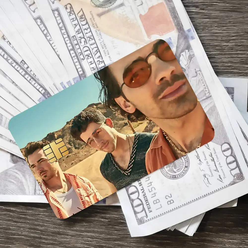 الفرقة جوناس براذرز ملصق الائتمان الجلد غطاء بطاقة ملصقات 4 قطعة فيلم حافلة تمرير الجبهة الديكور البنك الخصم مقاوم للماء #4