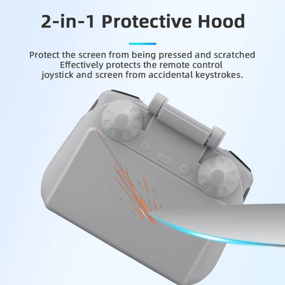 Cappuccio protettivo parasole 2 in 1 per telecomando Mini 3 Pro con accessori per droni con schermo copertura parasole grigia + cinturino