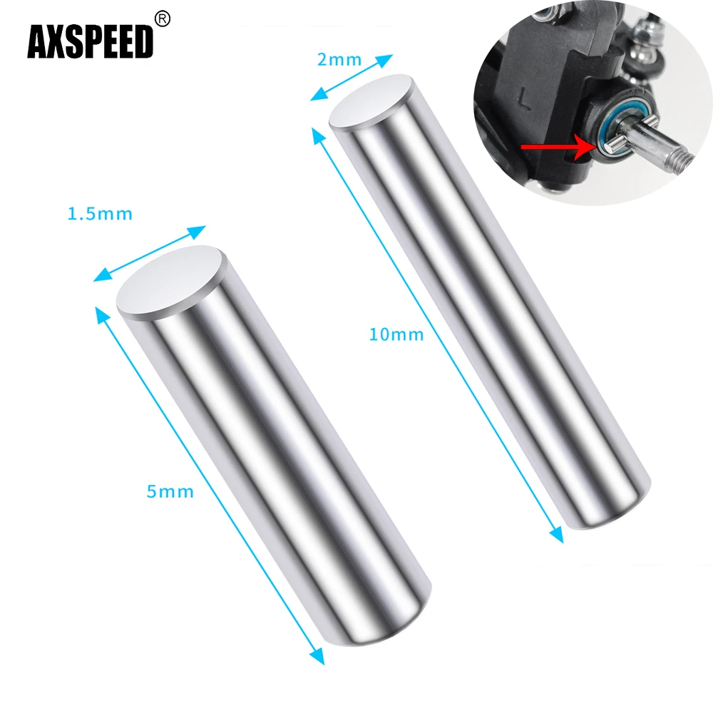 AXSPEED 50pcs Metal Dowel Pins /2*10mm 1.5*5mm Adapter Pins For 1/10 1/24 RC Crawler Car Cylindrical Pin Upgrade Parts