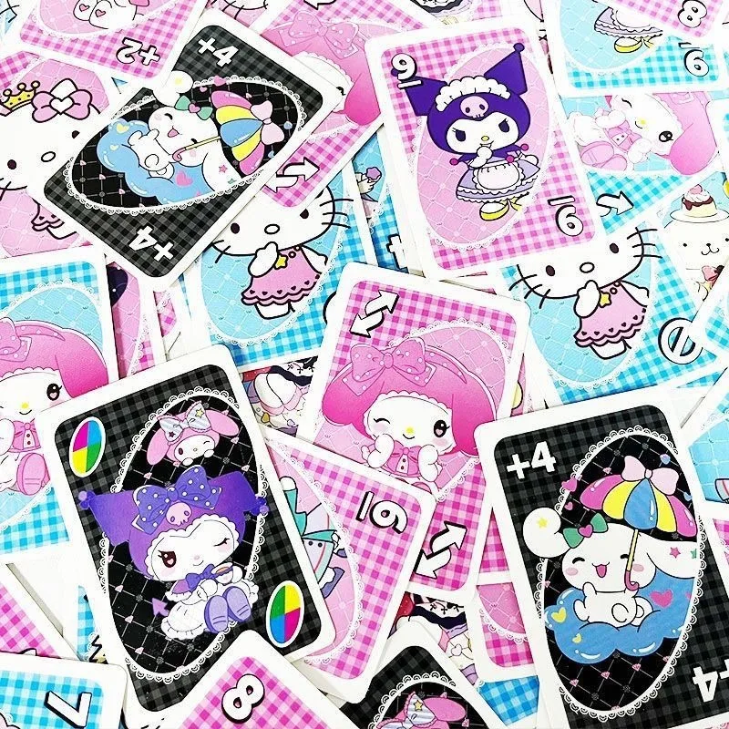 Настольная игра с героями аниме UNO Hello kitty kuromi My melody набор для покера в мультяшном стиле семейный подарок для вечеринки