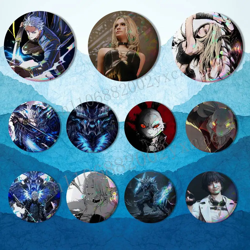 Brotherly conflict Vergil Lady Trish Devil Creative Round Badge Button Pin Bag Decor Fans Collection Friends Gift Brooch
