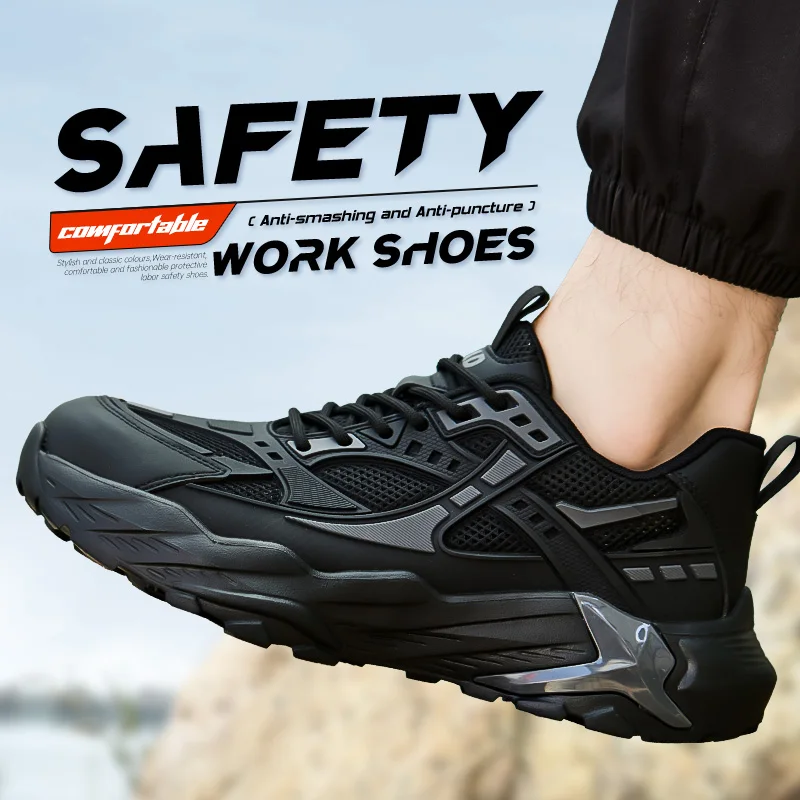 LEIANDUN Lightweight Men's Work Safety Shoes Protective Breathable Sneakers Anti-Puncture Comfortable Work Footwear for Men