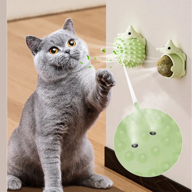 Natural catnip ball Hedgehog style wall stick ball toy claw board snack healthy natural promote digestion of cat snacks