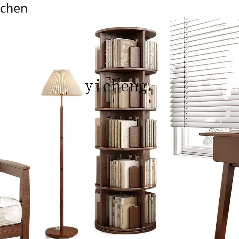 YFY  Solid Wood Rotating Bookshelf Storage Picture Book Rack Children's Net Red Floor Storage Rack