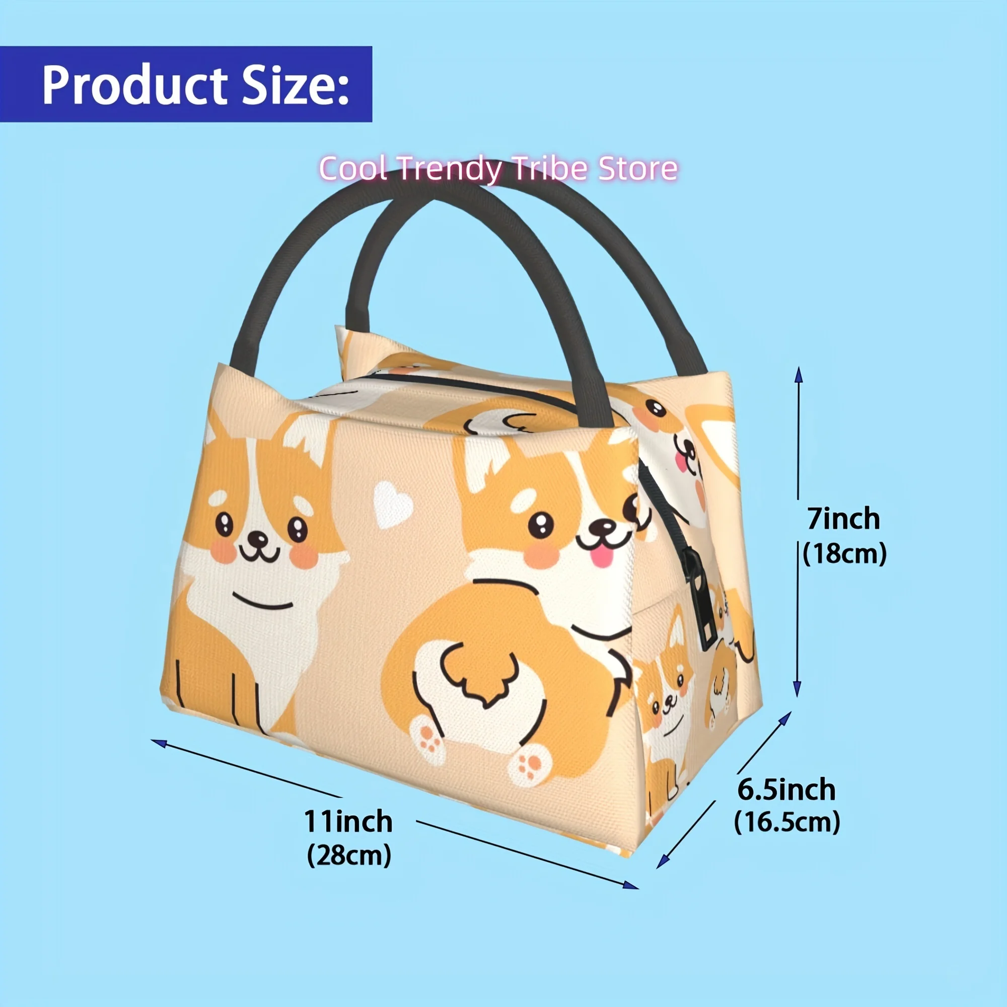 1pc Corgi, Portable Reusable Cooler Bag, Insulation Lunch Bag,   for Camping Picnic Beach, Suitable for Home, Restaurant