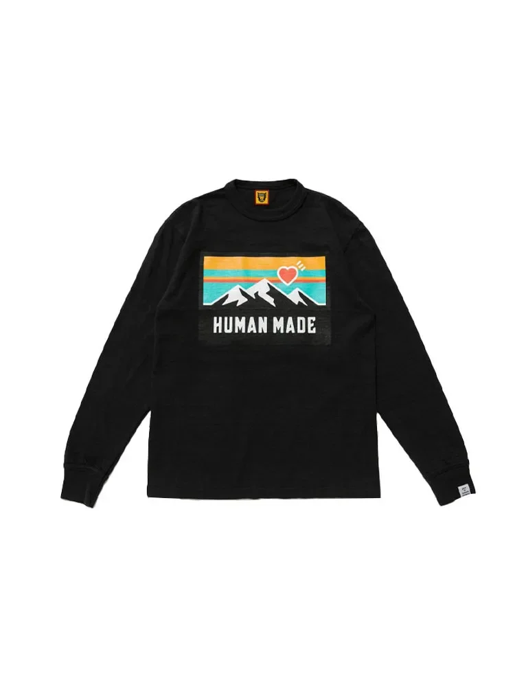 HUMAN MADE Letter Print Heart Logo Long Sleeve T Shirt Crew Neck Unisex Boxy Japan