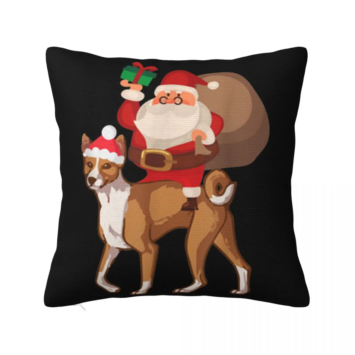 Premium Santa Riding Basenji Christmas Pajama Gift Retro Trend Female Basic Formal Promotion Pillow Case